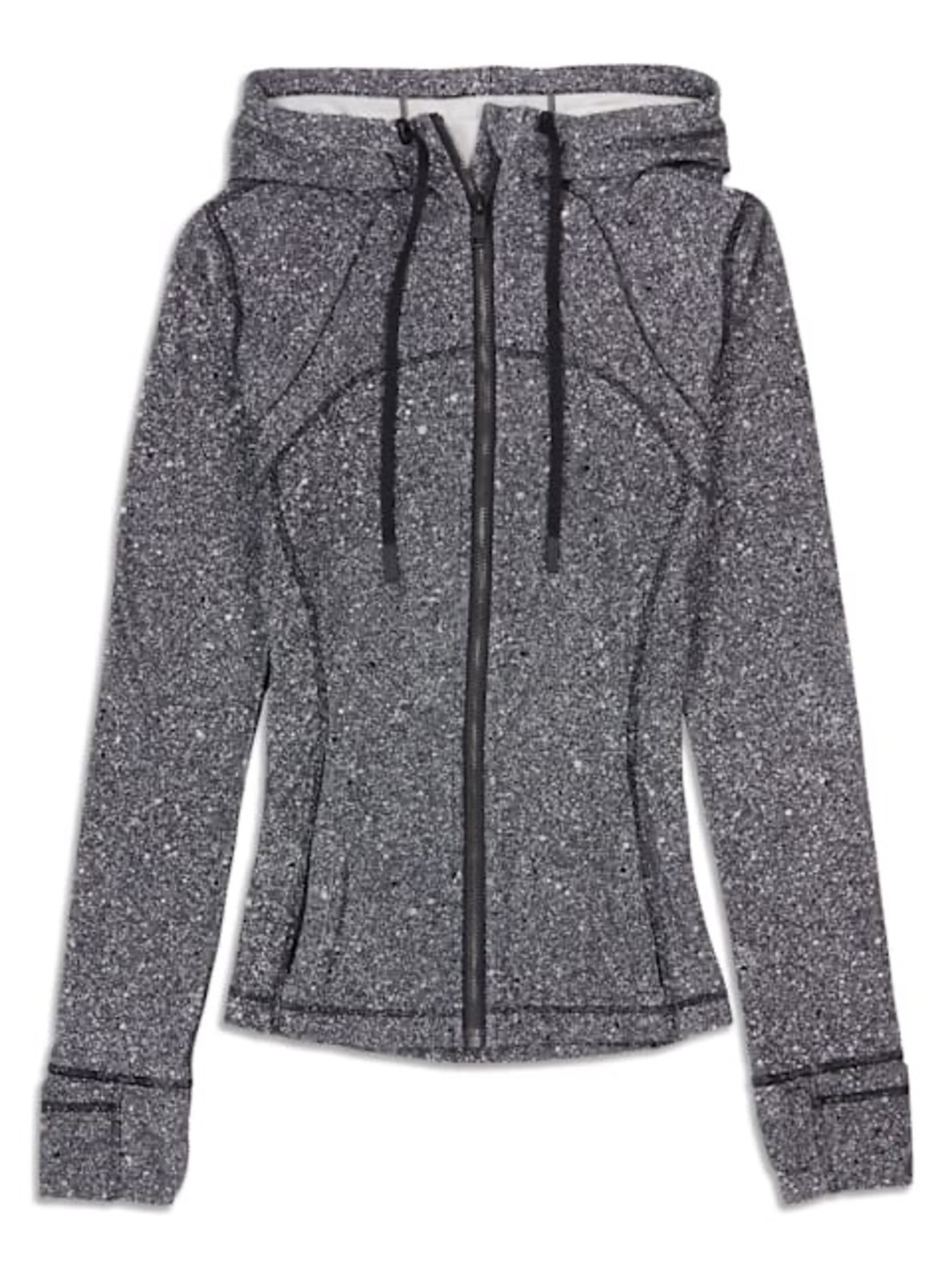 Speckled Gray Zip-Up Hooded Athletic Jacket